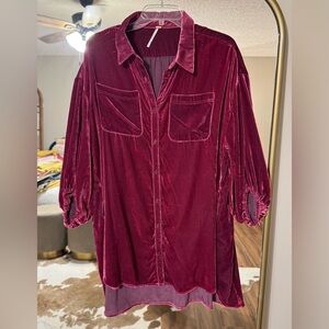 Free People Burgundy Velvet Dress